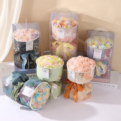 **Soap Flower Bouquet – A beautiful bouquet of long-lasting soap flowers in various colors, perfect for weddings, birthdays, and special occasions.**
