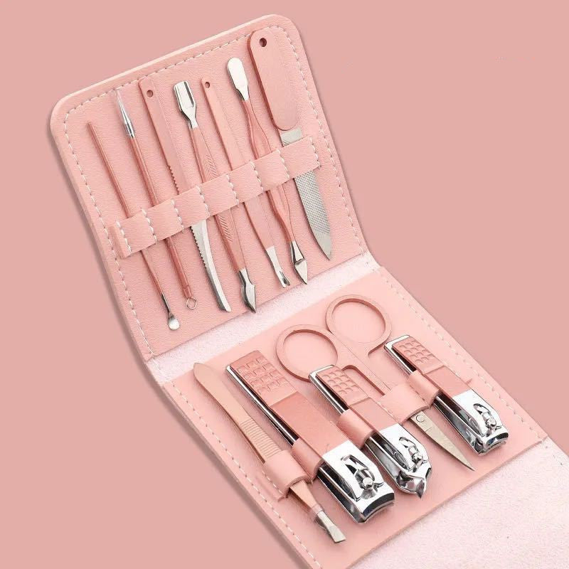 **Premium Stainless Steel Nail Clipper Set – 16, 12, or 7-Piece Options in Elegant Leather Case**