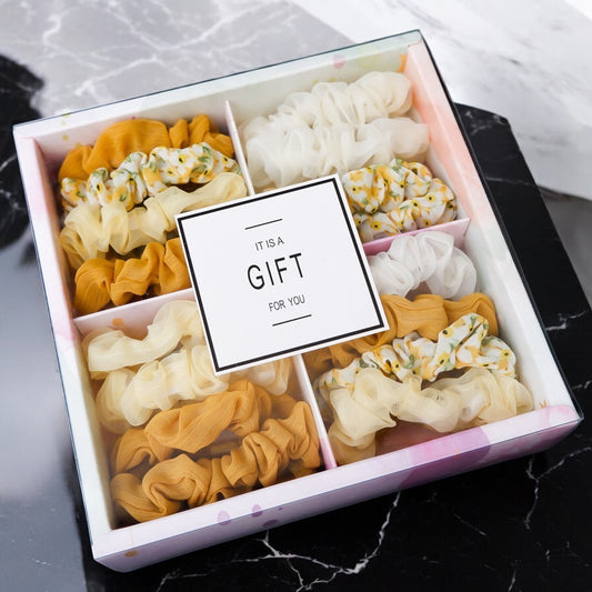 Girl's Hair Ring Gift Box – Stylish and practical cloth storage box for hair rings, available in 10 beautiful colors. Perfect for keeping accessories organized.