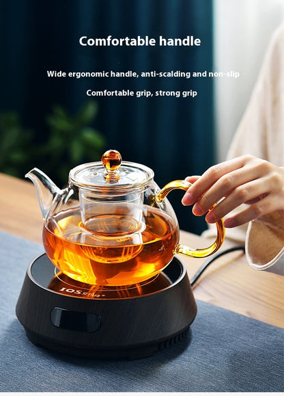 Teapot tea set for household use, featuring a 1000ML hand-painted heat-resistant glass teapot with an option to include 6 matching cups in a simple style design.