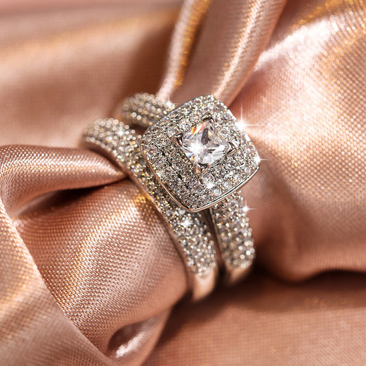 Luxury engagement rhinestones ring, featuring a dazzling design that symbolizes timeless love and commitment.
