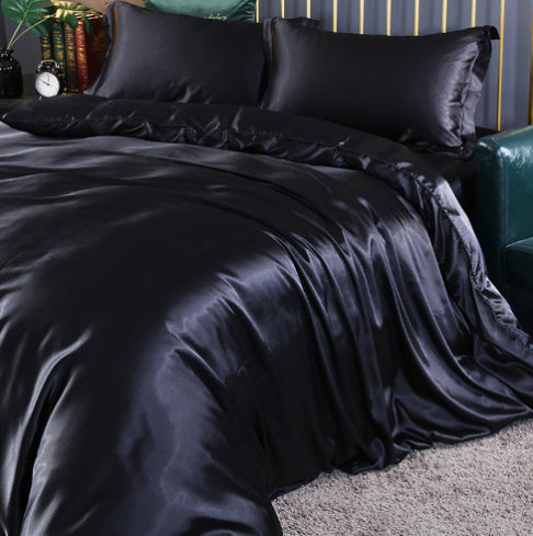 **Solid Color Double-Sided Silk Satin Bed Sheet Set – Luxurious & Soft**  

A **premium silk** **four-piece bedding set** with a **smooth satin finish**, **tassel weaving**, and **reactive dyeing** for long-lasting color. Ultra-soft, breathable, and stylish—perfect for a luxurious sleep experience. 🛏✨