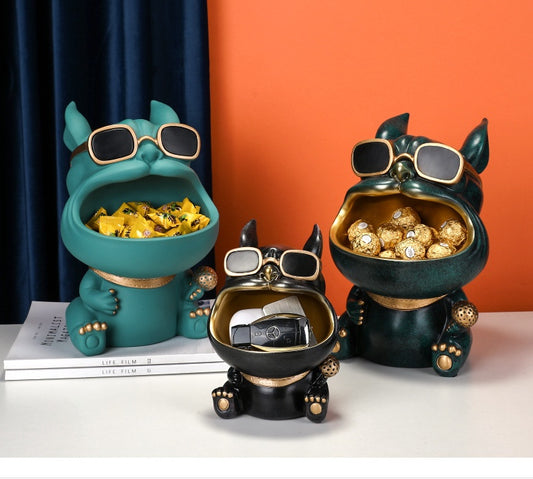 Charming resin "storage dog" ornament, perfect for modern home decor and housewarming gifts. Adds a playful and functional touch to any space.