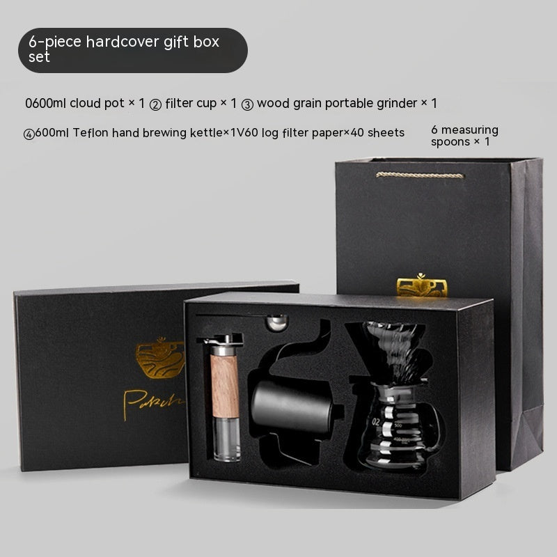 "Pour-Over Coffee Suit Gift Box – A premium coffee brewing set with elegant design and bronzing surface technology. Available in multiple configurations, including 6, 7, 8, and 9-piece sets with luxury packaging. Perfect for coffee lovers, professionals, and gift-giving on any occasion."