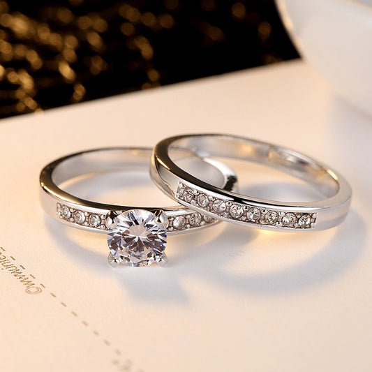Elegant set of geometric copper rings adorned with sparkling zircon stones, offering a perfect blend of modern style and timeless sophistication.