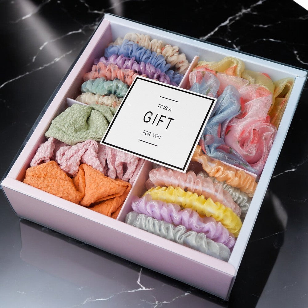 Girl's Hair Ring Gift Box – Stylish and practical cloth storage box for hair rings, available in 10 beautiful colors. Perfect for keeping accessories organized.