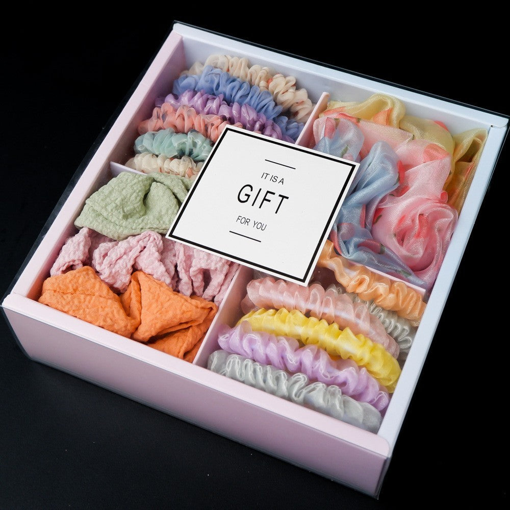 Girl's Hair Ring Gift Box – Stylish and practical cloth storage box for hair rings, available in 10 beautiful colors. Perfect for keeping accessories organized.