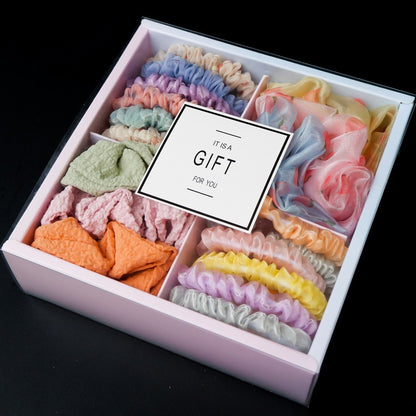 Girl's Hair Ring Gift Box – Stylish and practical cloth storage box for hair rings, available in 10 beautiful colors. Perfect for keeping accessories organized.