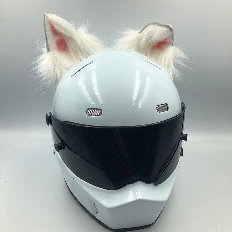 Fun helmet accessory set made of durable ABS material, featuring various animal designs with ears and tails (e.g., fox, wolf, cat, husky, demon bat). Fits helmets with a head circumference of 62cm and above. Helmet not included.