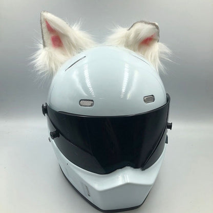 Fun helmet accessory set made of durable ABS material, featuring various animal designs with ears and tails (e.g., fox, wolf, cat, husky, demon bat). Fits helmets with a head circumference of 62cm and above. Helmet not included.