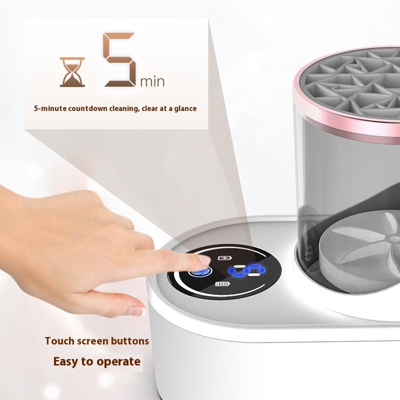 **Electric Makeup Brush Cleaner – Deep Clean, Dry & Disinfect! 💄✨** A powerful brush cleaning machine (192x122x173mm) with **850 r/min** high-speed rotation to remove **98% of makeup residue**. Features a **drying & disinfecting chamber**, a **one-button switch**, and **smart timing options (5-min cleaning, 2/5-hour drying)**. No batteries or assembly needed—just plug in and go! Compact and travel-friendly for effortless brush maintenance anywhere. 🌸