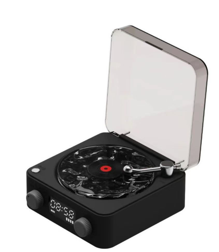 **Retro Turntable Bluetooth Speaker – Vintage Style, Modern Sound 🎶** A portable Bluetooth speaker (142x153x67mm) with a retro design, offering 4 soothing nature sounds like ocean waves and birds. Features 360° surround sound, multiple playback options (Bluetooth, AUX, TF card), and a beautiful breathing light with a transparent turntable. Perfect for parties, relaxation, or enhancing your bedroom ambiance. Available in **blue** and **green**. 🎵