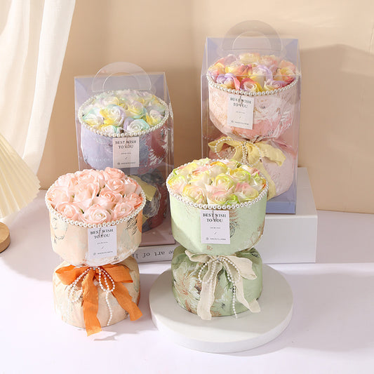 **Soap Flower Bouquet – A beautiful bouquet of long-lasting soap flowers in various colors, perfect for weddings, birthdays, and special occasions.**