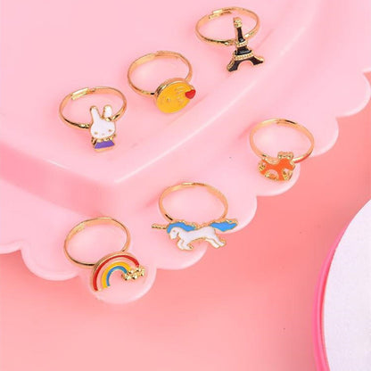 Birthday Gift for Little Girl featuring a Diamond Set Alloy Ring with 36 adjustable rings in a heart-shaped box. Perfect for encouraging creativity and style!