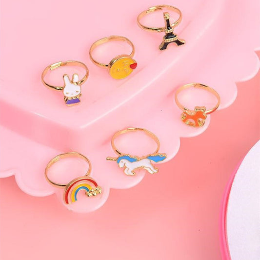 Birthday Gift for Little Girl featuring a Diamond Set Alloy Ring with 36 adjustable rings in a heart-shaped box. Perfect for encouraging creativity and style!