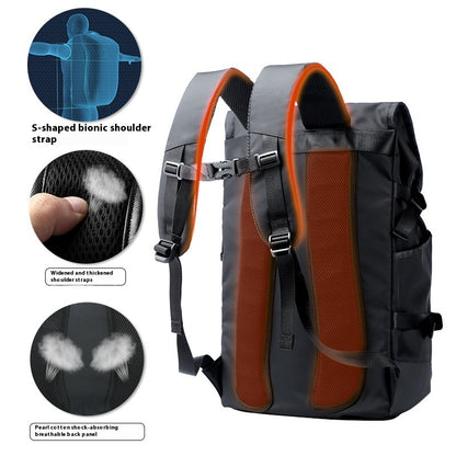 **Men’s Fashion Trend Casual Backpack – Waterproof & Durable**  

A sleek and stylish **black Oxford cloth backpack** designed for daily use. Features **breathable, waterproof, and wear-resistant material** for long-lasting durability. Spacious **15.6-inch size** with dimensions **30×16×46cm**, perfect for carrying a laptop and essentials. Ideal for work, travel, and everyday activities.