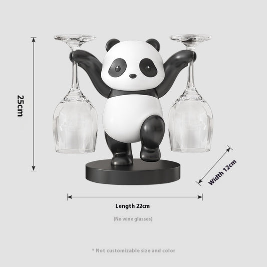 "Panda Wine Decoration – A handmade synthetic resin wine rack featuring whimsical panda designs, including bamboo panda, fortune panda, and treasure hunting panda. A fun and functional addition to your home decor, perfect for wine lovers and unique gift-giving occasions."