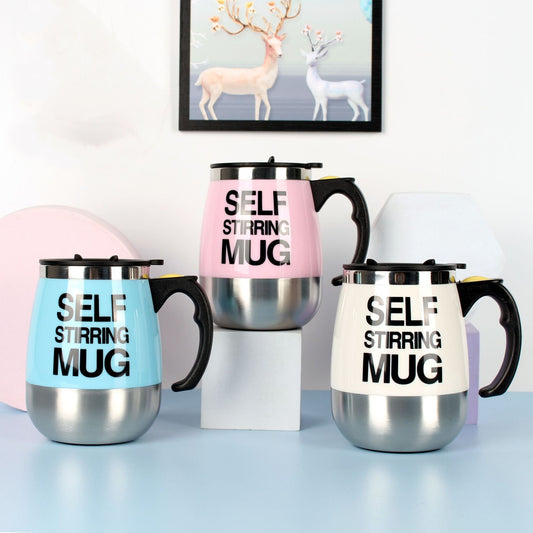"Electric Self-Stirring Coffee Mug – A convenient, one-touch self-mixing mug with a 401-500ml capacity, available in multiple vibrant colors. Perfect for coffee, tea, and hot chocolate lovers at home or on the go."