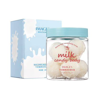 **Peach Candy Body Scrub** – A **silky, exfoliating scrub** that gently removes **dirt, oil, and dead skin** while hydrating and smoothing. With a **candy-frosted texture**, it dissolves effortlessly for a soft, radiant glow. 🍑✨ **140g per bottle.**
