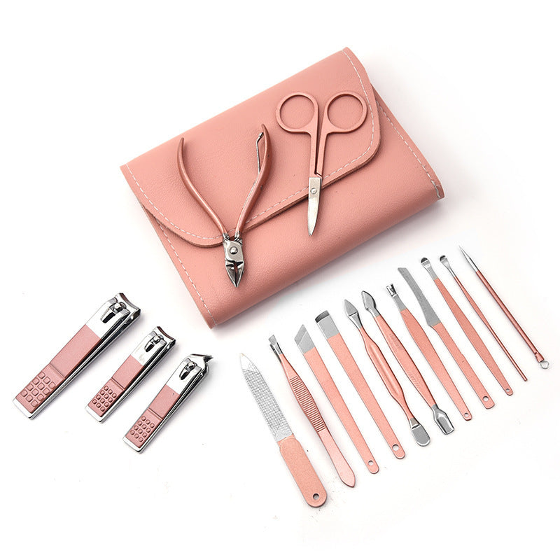 **Premium Stainless Steel Nail Clipper Set – 16, 12, or 7-Piece Options in Elegant Leather Case**