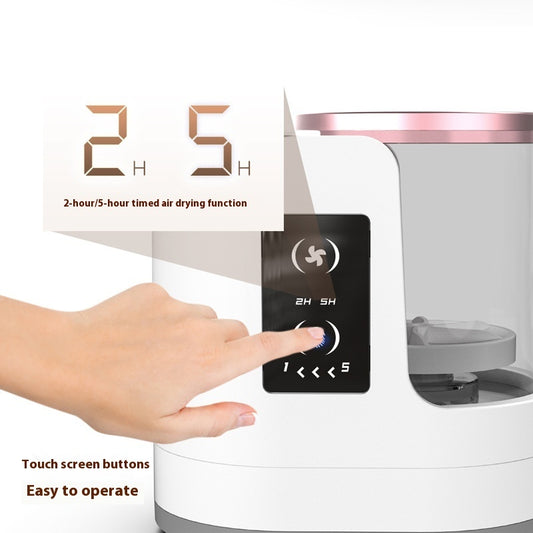 **Electric Makeup Brush Cleaner – Deep Clean, Dry & Disinfect! 💄✨** A powerful brush cleaning machine (192x122x173mm) with **850 r/min** high-speed rotation to remove **98% of makeup residue**. Features a **drying & disinfecting chamber**, a **one-button switch**, and **smart timing options (5-min cleaning, 2/5-hour drying)**. No batteries or assembly needed—just plug in and go! Compact and travel-friendly for effortless brush maintenance anywhere. 🌸