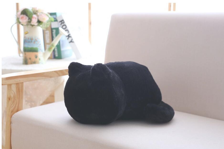 "Cat Plush Doll – A soft and cuddly stuffed animal featuring a pure color back cat design, made with high-quality plush and soft cotton, measuring 33cm. Perfect for room decoration or as a gift for loved ones."