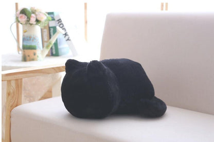 "Cat Plush Doll – A soft and cuddly stuffed animal featuring a pure color back cat design, made with high-quality plush and soft cotton, measuring 33cm. Perfect for room decoration or as a gift for loved ones."