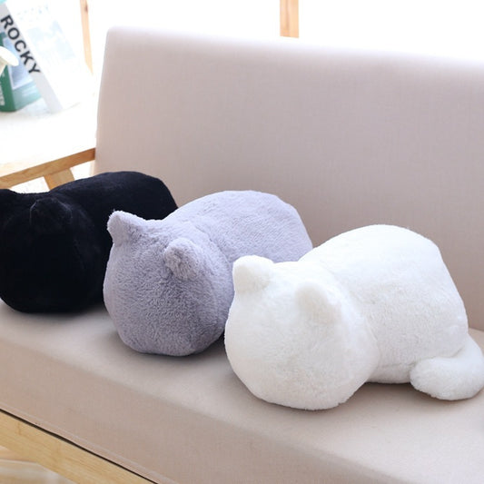 "Cat Plush Doll – A soft and cuddly stuffed animal featuring a pure color back cat design, made with high-quality plush and soft cotton, measuring 33cm. Perfect for room decoration or as a gift for loved ones."