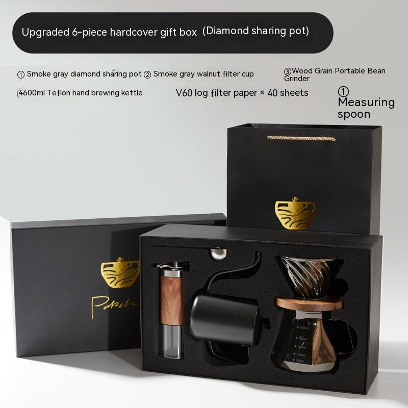 "Pour-Over Coffee Suit Gift Box – A premium coffee brewing set with elegant design and bronzing surface technology. Available in multiple configurations, including 6, 7, 8, and 9-piece sets with luxury packaging. Perfect for coffee lovers, professionals, and gift-giving on any occasion."