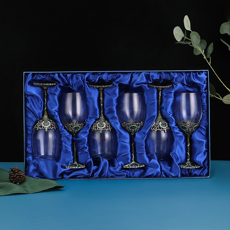 Canzhuo wine glass decanter set featuring elegant European-style red wine glasses (301-400ml) in a gift box, available in various sets with options for custom logo printing.