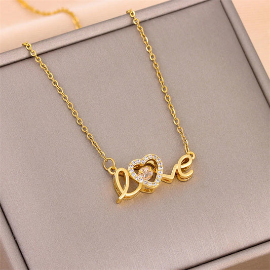 **Love Necklace – Stylish & Personal 💖** A **titanium steel** necklace with a **unique design**, featuring **letters**, **numbers**, or **text** for a personal touch. Crafted with **electroplating** for a sleek finish. Perfect for adding elegance to any outfit. ✨