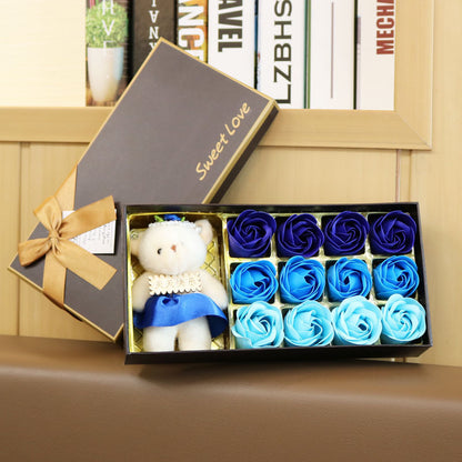 **18-Piece Rose Gradient Soap Flower Gift Set – Elegant & Aromatic**  

A beautifully handcrafted **soap flower bouquet** made from **natural plant extracts**, **glycerin**, and **essential oils**. Provides gentle cleansing, deep moisturization, and a refreshing lemon aroma. Perfect for **gifting, decoration, or self-care**. 🎁🌸✨