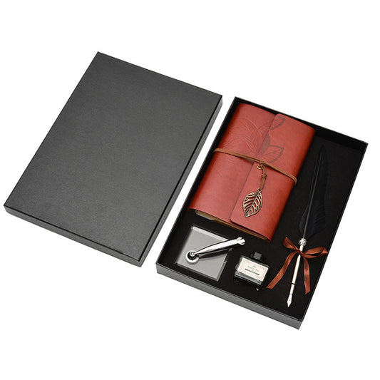 **Feather Dip Pen Gift Set – Vintage Elegance ✒️** A stunning **copper pen** with a **natural feather dip pen**, complete with **ink bottle**, **acrylic base pen insert**, and **antique book**. Box size: **25.7 x 20.7 x 5.5cm**. Perfect for writers and those who appreciate a touch of **retro charm**. ✨