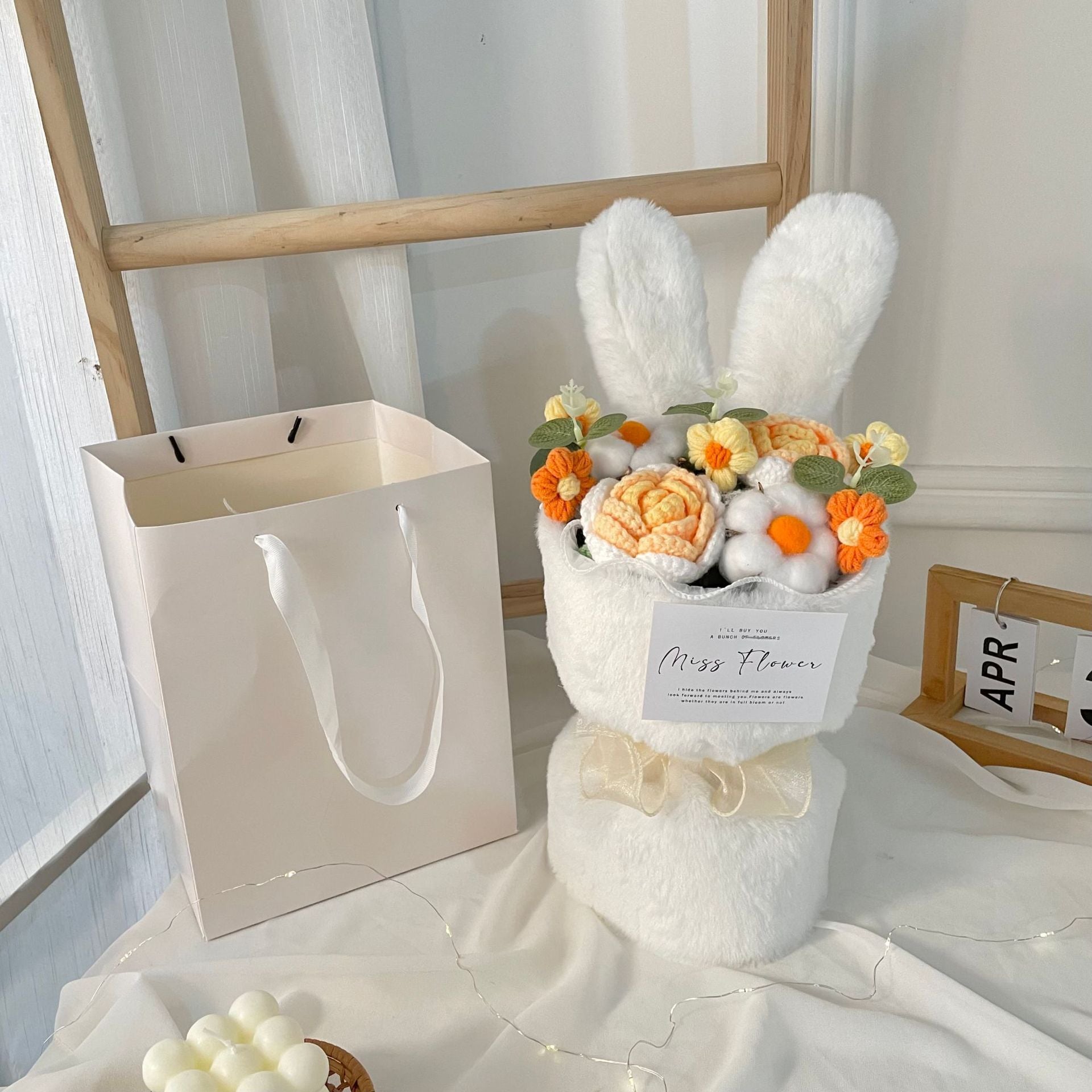 Rabbit Ears Bouquet – A colorful, playful cartoon bouquet in pink, blue, orange, and red with a cute handbag, perfect for holidays like New Year's, Women's Day, and more!