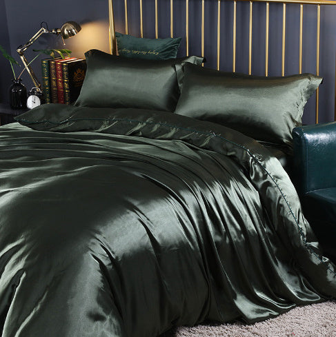 **Solid Color Double-Sided Silk Satin Bed Sheet Set – Luxurious & Soft**  

A **premium silk** **four-piece bedding set** with a **smooth satin finish**, **tassel weaving**, and **reactive dyeing** for long-lasting color. Ultra-soft, breathable, and stylish—perfect for a luxurious sleep experience. 🛏✨