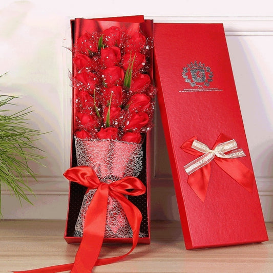**Rose Soap Bouquet Gift Box – Elegant & Handcrafted 🌹** A beautifully arranged **handmade soap flower bouquet**, available in **Red**, **Pink**, **Blue**, and **Purple**. Presented in a charming **50x15x8cm box**, perfect for gifting or home decor. 🎁