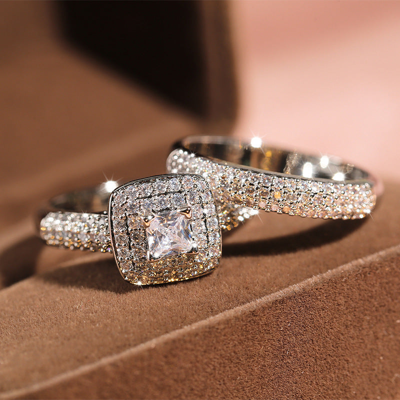 Luxury engagement rhinestones ring, featuring a dazzling design that symbolizes timeless love and commitment.