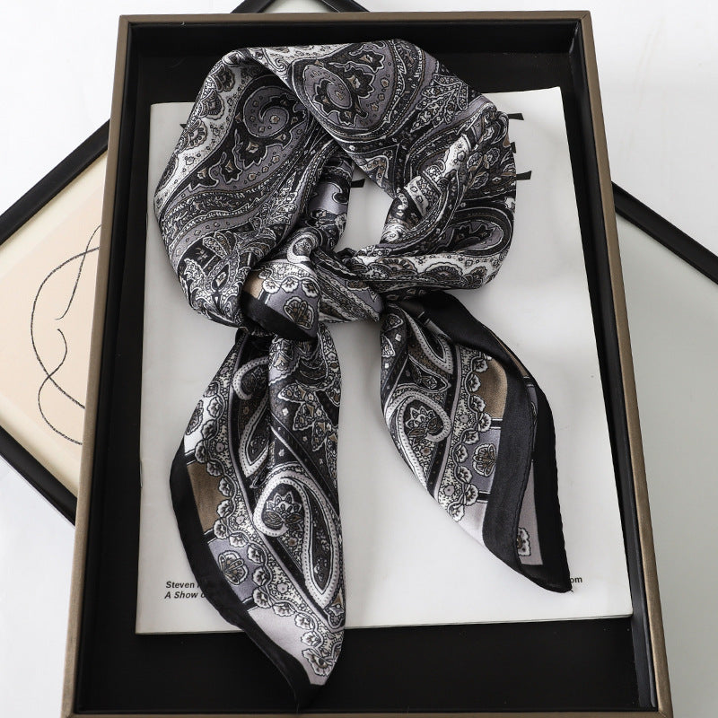 Artificial Silk Scarf Gift Set – Soft and elegant 70×70 cm silk satin scarf, perfect for spring, summer, and autumn. Lightweight, smooth, and versatile for various styling options. Available in multiple colors. An ideal gift choice.