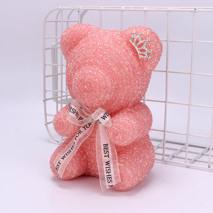 Crystal Diamond Bear – Elegant white crystal bear with a mosaic surface, perfect as a collectible or gift. Securely packed with bubble wrap for safe delivery.