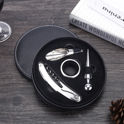 A sleek and elegant Tool Wine Set featuring a white stainless steel corkscrew, designed for wine enthusiasts. The set includes 4 essential tools, including a black corkscrew and two-meter wine accessories, ensuring a smooth and enjoyable wine experience.