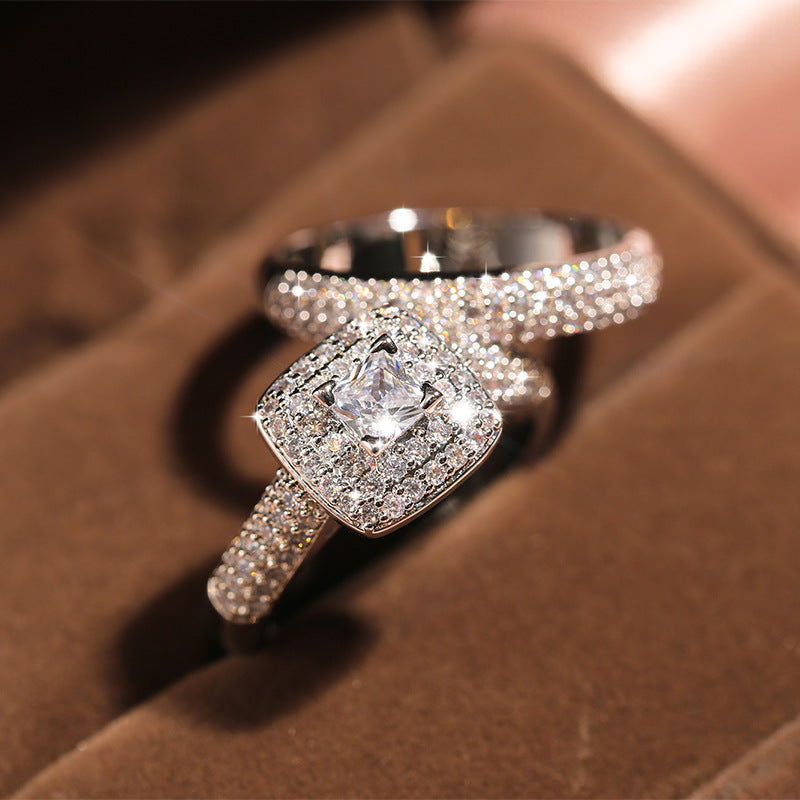 Luxury engagement rhinestones ring, featuring a dazzling design that symbolizes timeless love and commitment.