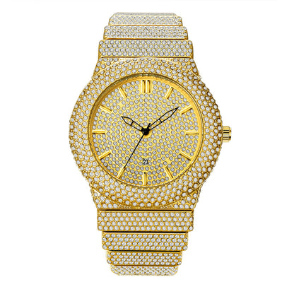 Exude elegance and sophistication with the Luxury Diamond-Embedded Men's Quartz Watch, a statement timepiece designed for the modern man who appreciates style and precision. Adorned with sparkling diamonds and featuring a color calendar, this watch is the perfect blend of luxury and functionality.