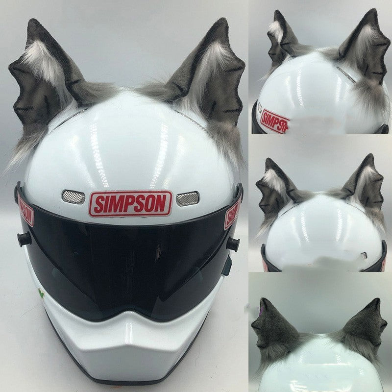 Fun helmet accessory set made of durable ABS material, featuring various animal designs with ears and tails (e.g., fox, wolf, cat, husky, demon bat). Fits helmets with a head circumference of 62cm and above. Helmet not included.