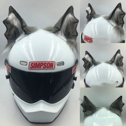 Fun helmet accessory set made of durable ABS material, featuring various animal designs with ears and tails (e.g., fox, wolf, cat, husky, demon bat). Fits helmets with a head circumference of 62cm and above. Helmet not included.