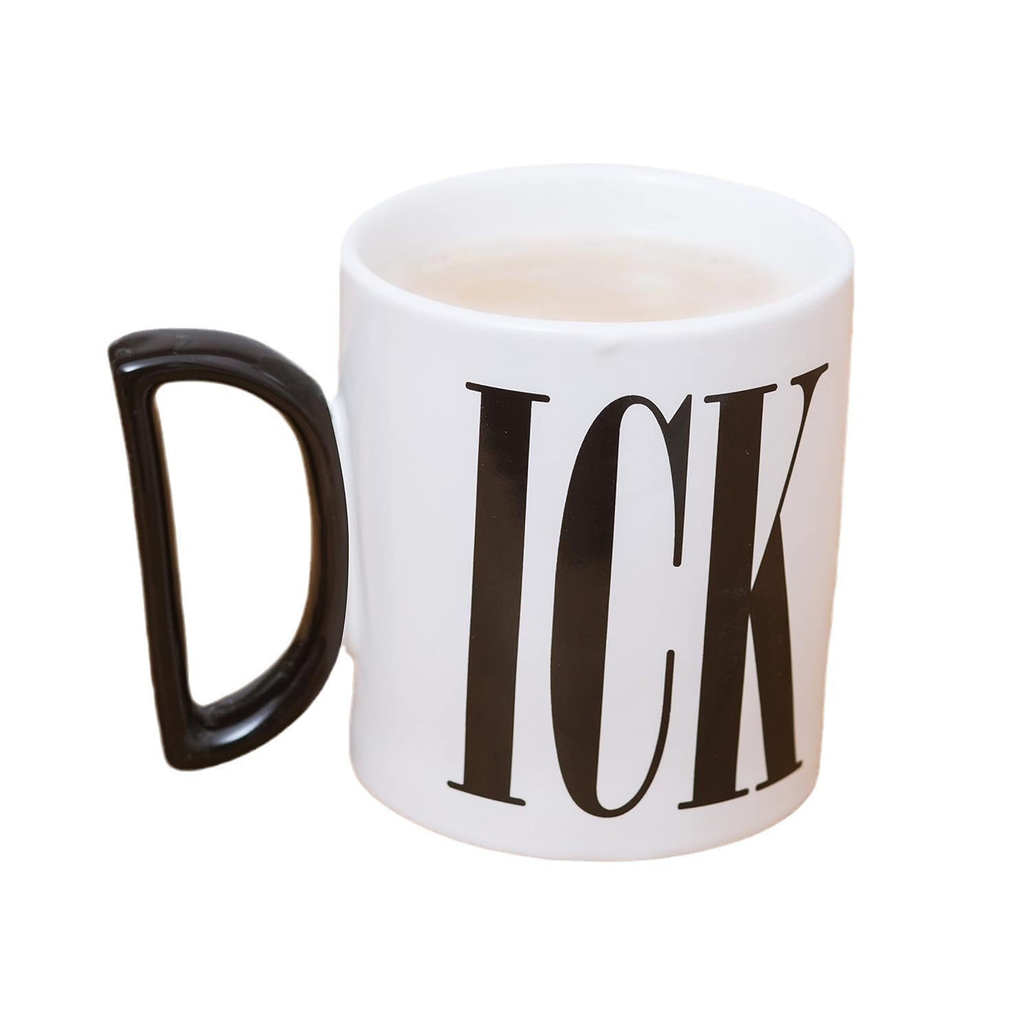Humorous painted pottery mug featuring bold designs ("FUCK" and "DICK"), perfect for adding a playful touch to your daily beverage routine.