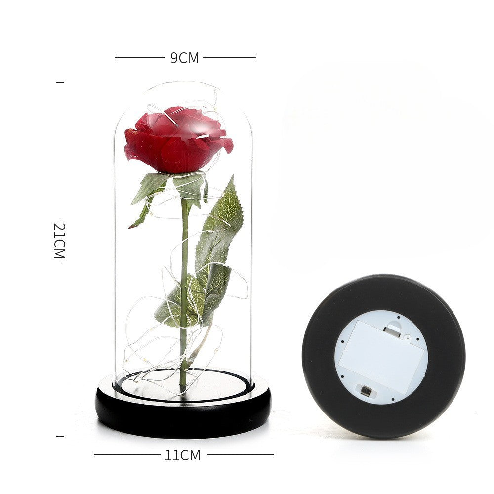 Handmade silk flower roses with LED lighting, available in various colors including red, blue, pink, and white. A beautiful decorative ornament powered by 3 AAA batteries, perfect for adding a romantic touch to any space.