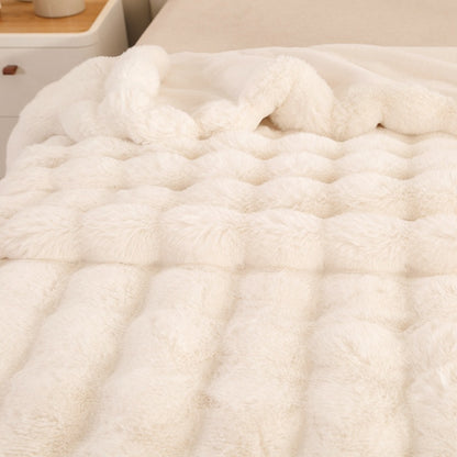  Soft and cozy Rabbit Plush Blanket in a solid color design, made from high-quality polyester fiber. Available in multiple sizes and colors, perfect for winter warmth and Nordic-style home décor.