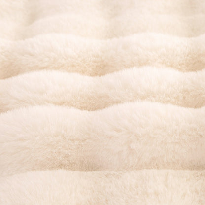  Soft and cozy Rabbit Plush Blanket in a solid color design, made from high-quality polyester fiber. Available in multiple sizes and colors, perfect for winter warmth and Nordic-style home décor.