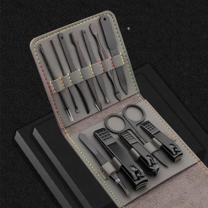 **Premium Stainless Steel Nail Clipper Set – 16, 12, or 7-Piece Options in Elegant Leather Case**