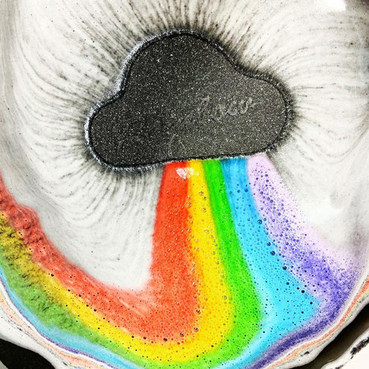 **Black Cloud Rainbow Bath Salt Ball – Exfoliate & Moisturize**  

Enjoy a luxurious, bubbly bath with this **160g Black Cloud Rainbow Bath Salt Ball**, infused with **deep sea bath salts** and **plant essential oils**. It exfoliates, hydrates, and releases a rich fragrance while creating long-lasting bubbles. Perfect for both relaxing baths and soothing foot soaks! 🌈🛁